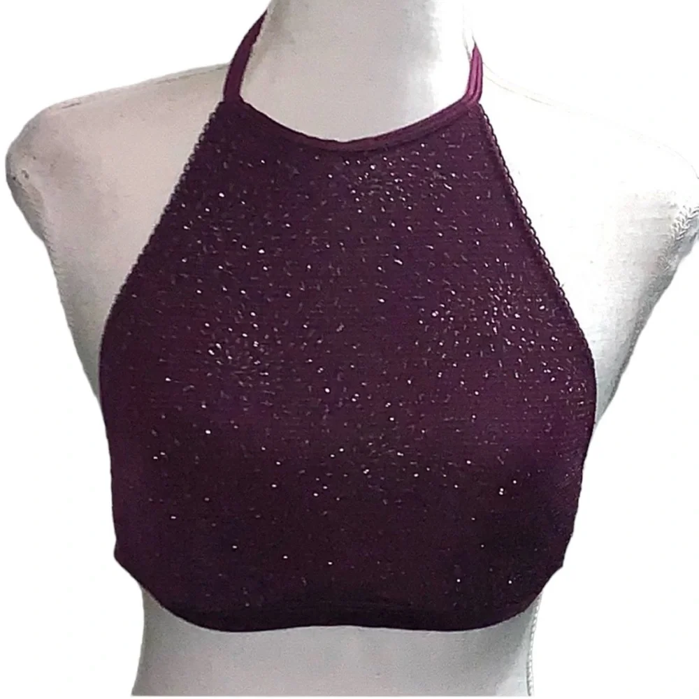 VICTORIA’S SECRET: High Neck Glitter Sparkled Unlined Bralette Bra - Size Small
